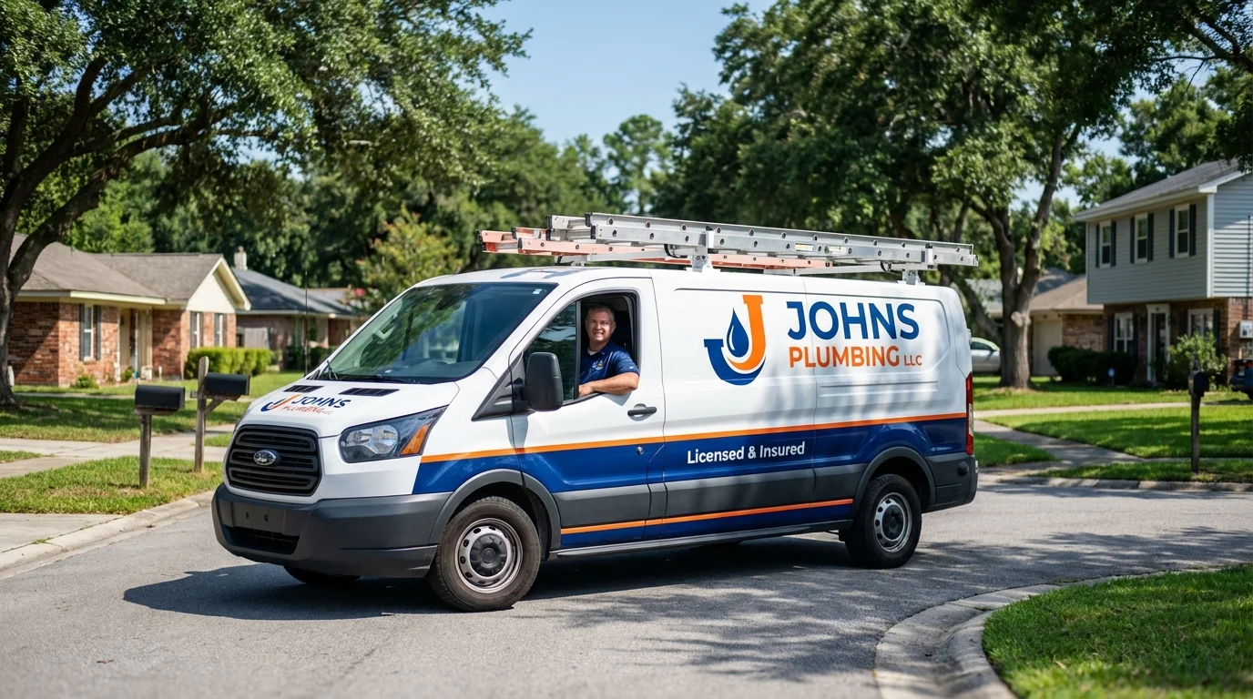 Johns Plumbing LLC service van in New Berlin, IL