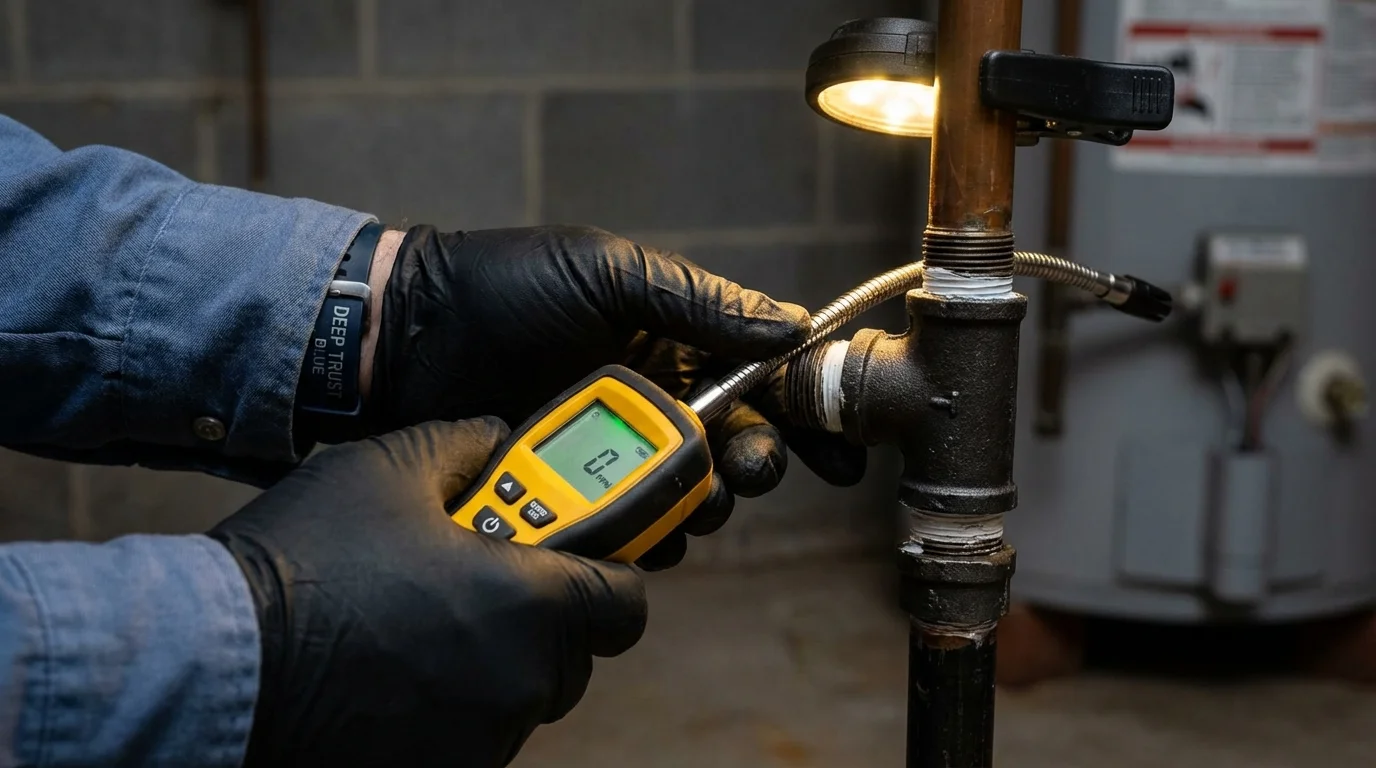 Gas leak detection with electronic sniffer by Johns Plumbing LLC in New Berlin
