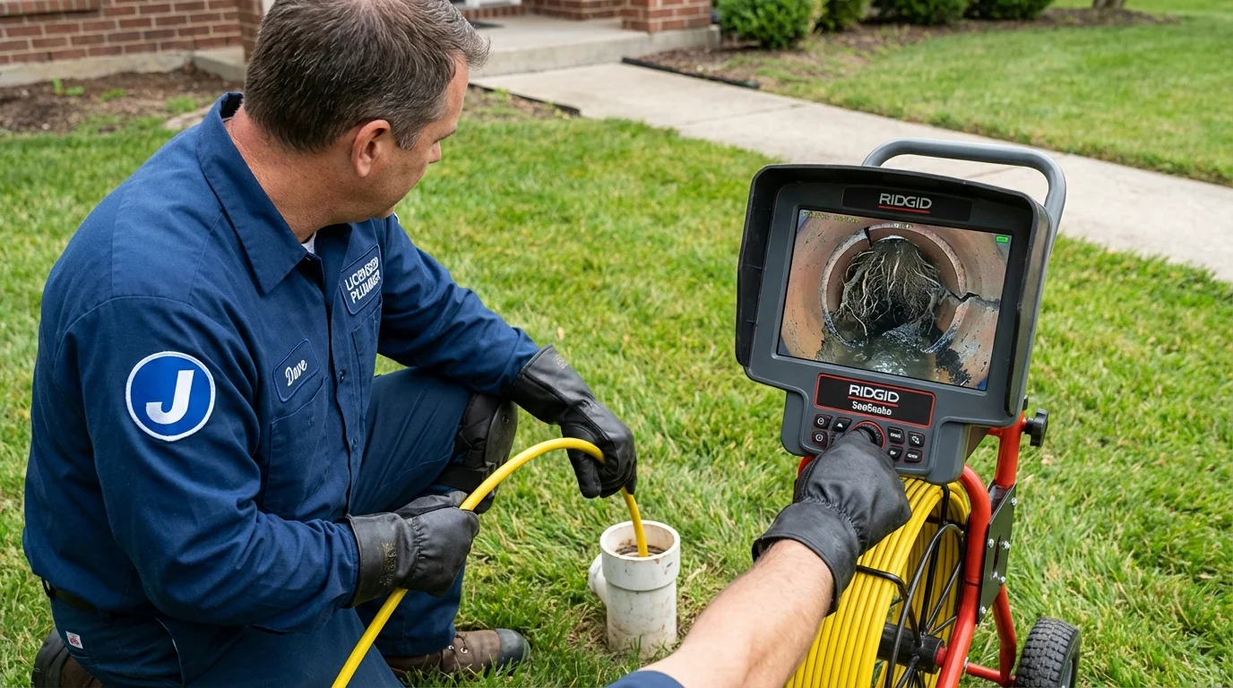 Sewer camera inspection being performed by Johns Plumbing LLC in New Berlin